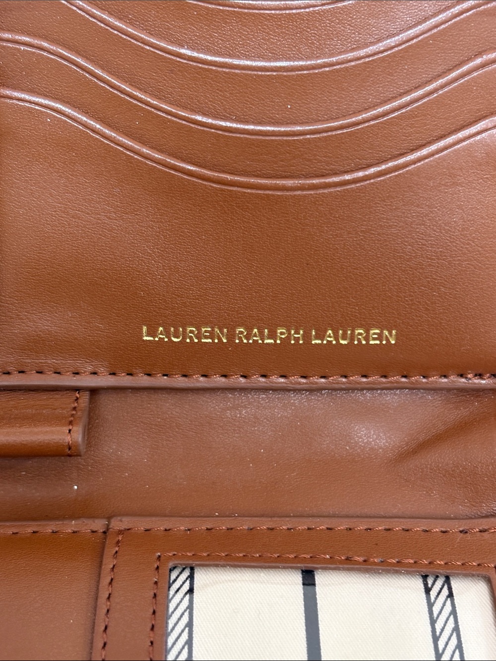 Lauren Ralph Lauren Navy Blue and Brown Printed Crossbody Wallet - Picture 14 of 17